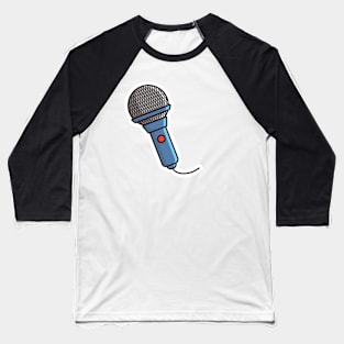 Microphone Sticker for broadcast and show vector illustration. Technology object icon concept. Musical element for singing sticker design logo. Baseball T-Shirt